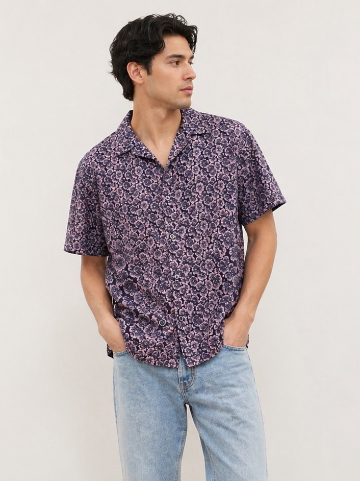 Julian & Mark Pink & Navy Floral Button Down Shirt | Size Xl